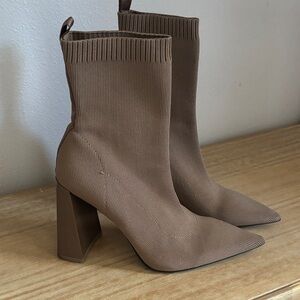 Zara taupe sock boots heels size 36